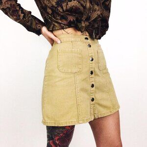 BDG Size Medium Denim Skirt Urban Outfitters Beige Khaki Button Front Fall